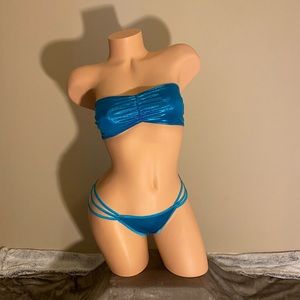 Handmade Sparkly Blue Bikini Costumes Dance Wear Woman Size M